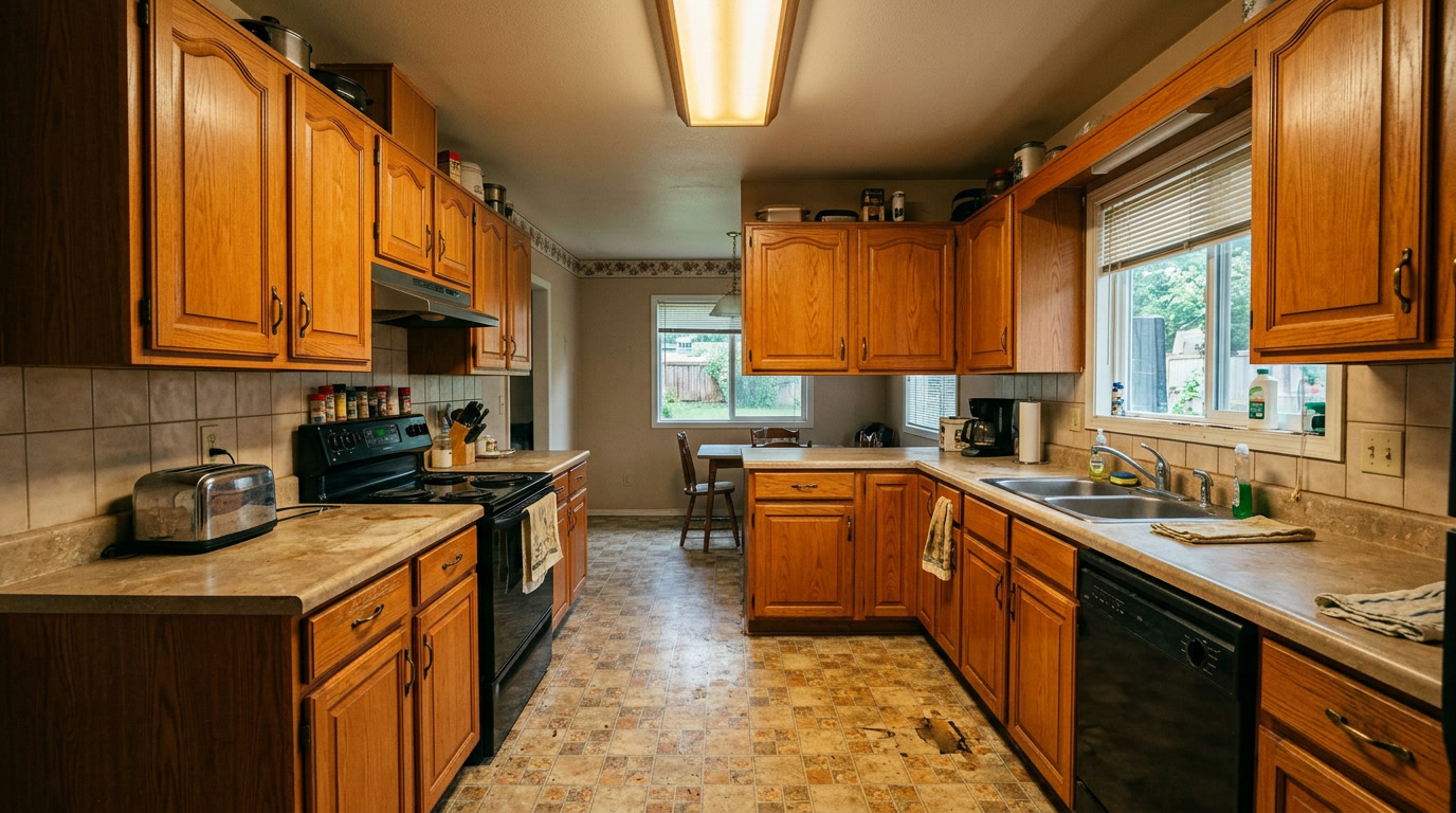 Dated kitchen before remodel